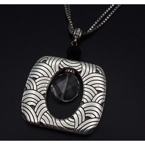 Retired Brighton Jazz Pendant Necklace with Faceted Clear Crystal Accent - Picture 2 of 6